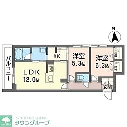 セントリビエ 2LDKの間取図画像