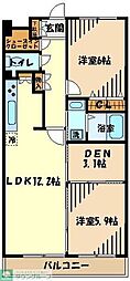 プレジール立川 2SLDKの間取図画像