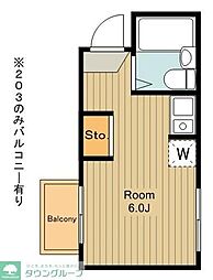 パステル鷹の台 ワンルームの間取図画像