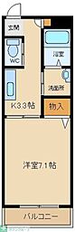 リヴェール 1Kの間取図画像