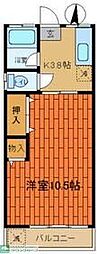 第1弥生荘 1Kの間取図画像
