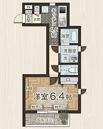 LeafCourt 1Kの間取図画像