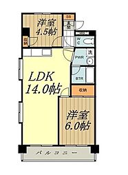 ユーコート小平 2LDKの間取図画像
