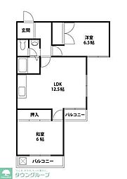 イノウエハイム 2LDKの間取図画像
