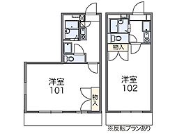 レオパレス葵第1 1Kの間取図画像