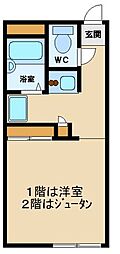 レオパレスエチュード 1Kの間取図画像