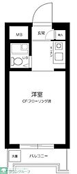 スカイコート府中 1Kの間取図画像