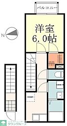 アムール美園 1Kの間取図画像