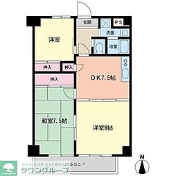 グリーンパレス国立 3DKの間取図画像