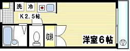 メゾンフォレスト ワンルームの間取図画像
