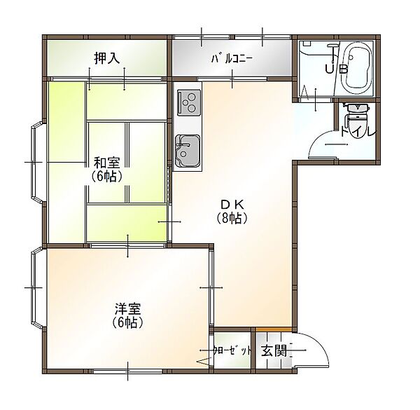 コーポサンルージュ 6号室｜島根県出雲市斐川町上直江(賃貸アパート2DK・2階・42.56㎡)の写真 その2