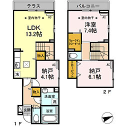 エリーワコート 2階1SLDKの間取り