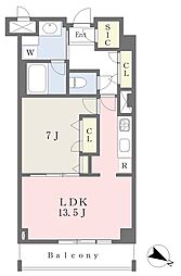 オスピタリテ神楽坂 2階1LDKの間取り