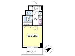 ブランコート武蔵野 2階1Kの間取り