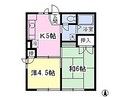 サンサーラ 1階1LDKの間取り