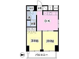 スナン117 13階2DKの間取り