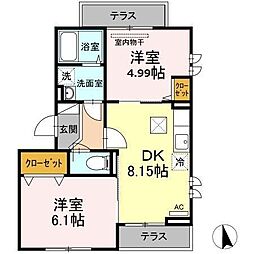 セジュール西台1 2DKの間取図画像