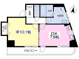 リッツ矢島 1DKの間取図画像