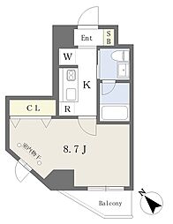 ESTA・URBAN上板橋 1Kの間取図画像