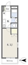 アネーロ富士 1Kの間取図画像