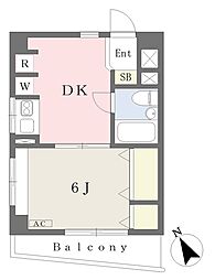 リレント白山 1DKの間取図画像