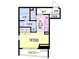 サンピエス志村 ワンルームの間取図画像