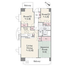 コースト・ヴィラ葛西臨海公園 7階3LDKの間取り