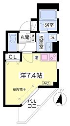 ランサール 2階ワンルームの間取り