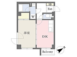 ピュアフィールド立石 1DKの間取図画像