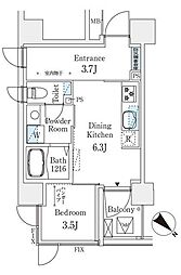 コスモグラシア大塚 1DKの間取図画像