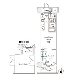 フロンティアレジデンス錦糸公園 1LDKの間取図画像