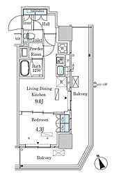 パークアクシス大塚ステーションゲートタワー 1LDKの間取図画像