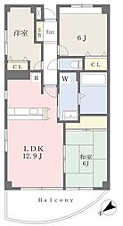 ランドマーク 3LDKの間取図画像
