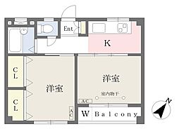 メゾン山室 2Kの間取図画像