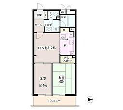百花園パーク・ファミリア 2DKの間取図画像