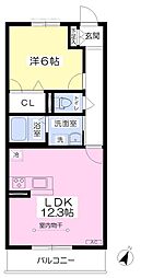 パインズコートA 1LDKの間取図画像