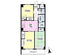 サンモール 3DKの間取図画像