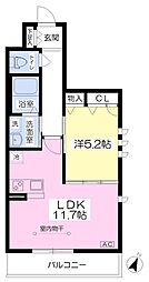 パインズコートA 1LDKの間取図画像