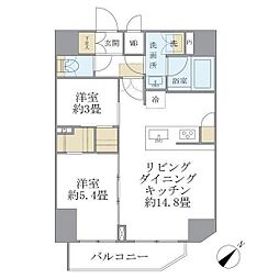 アジールコート町屋 2LDKの間取図画像