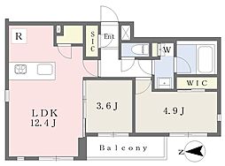 ルミナス駒場 1階2LDKの間取り