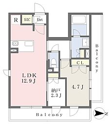 ルミナス駒場 4階1SLDKの間取り