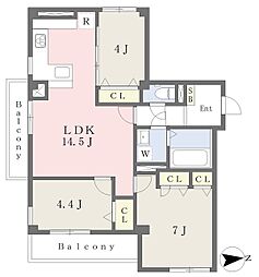 エスペリアM水車橋 3LDKの間取図画像
