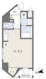 レジデンス神泉 ワンルームの間取図画像
