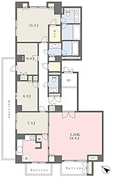 レジデンス代官山 4LDKの間取図画像
