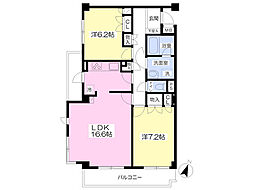 コンフォール弦巻 2LDKの間取図画像