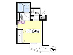 オーベル上馬B棟 ワンルームの間取図画像