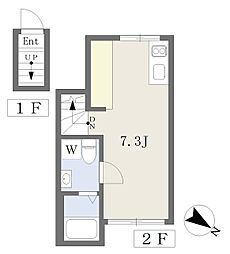 ＧＲＡＤＯ　ｓｅｎｚｏｋｕｉｋｅ 2階ワンルームの間取り