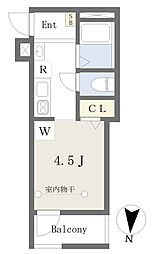 小田急小田原線 千歳船橋駅 徒歩13分の賃貸マンション 1階ワンルームの間取り