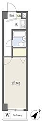 サンライズ目黒 4階1Kの間取り