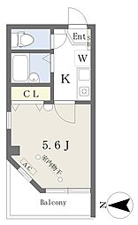 キャッスル学芸大 1Kの間取図画像